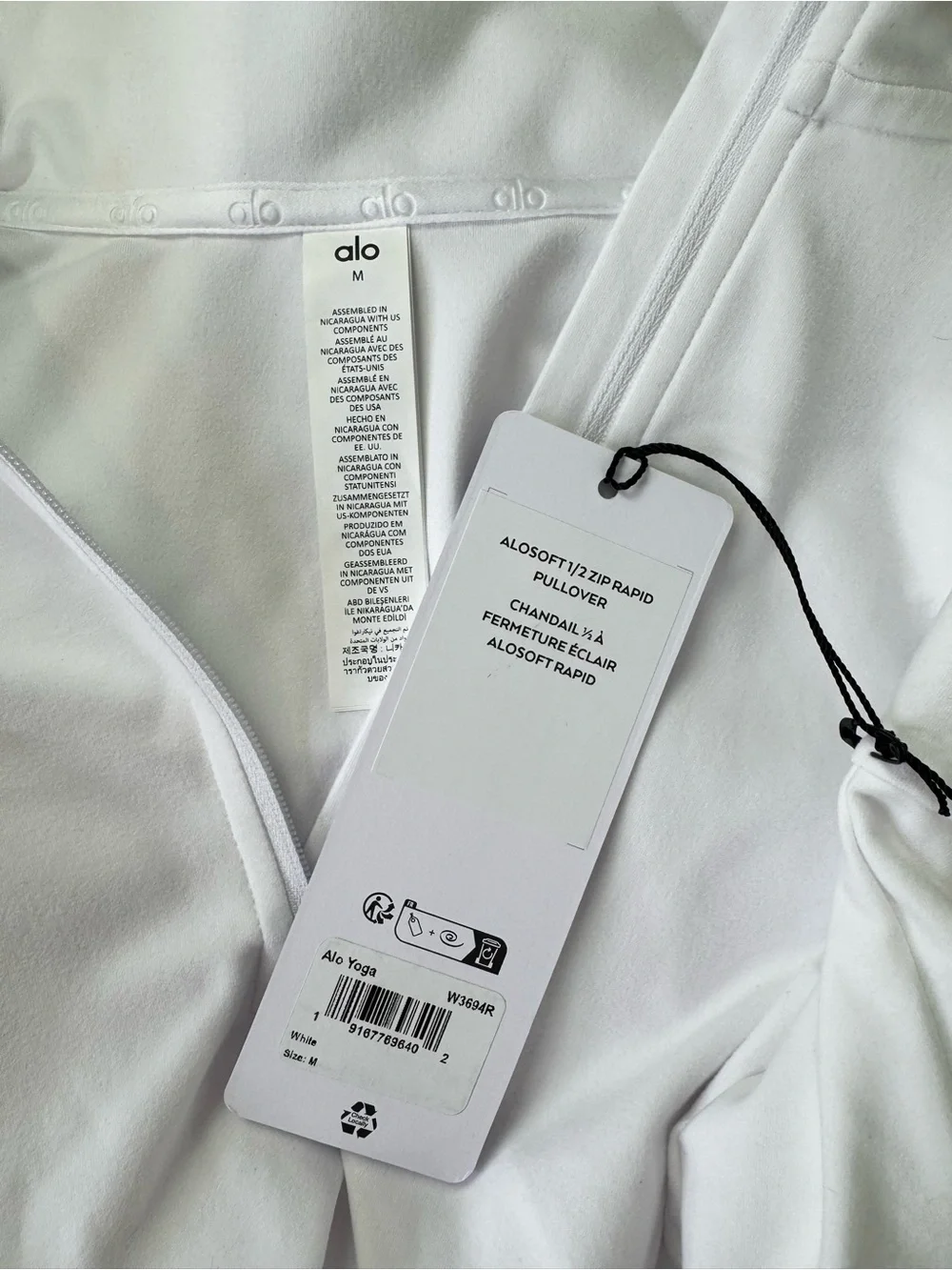 ALO Yoga White Long-Sleeve Half-Zip Top